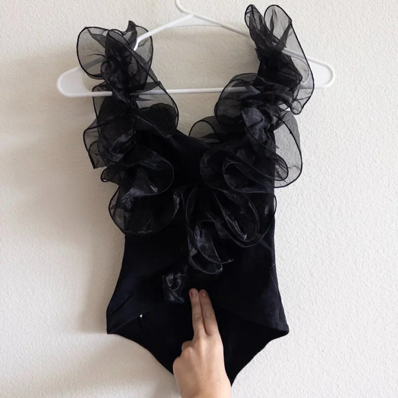 NEW Intimately Free People Ruffle Haute Wired Black Bodysuit Size XS - Picture 6 of 6